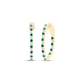 1/2CTW-DIA CN 1/2CTW-EME NATURAL GEM HOOP EARRING